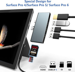 CATECK aluminijasta priklopna postaja USB za Microsoft Surface Pro 4/5/6 z 4K HDMI