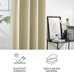 DECONOVO set 2 zatemnitvenih termo bež zaves - 160 × 132 cm