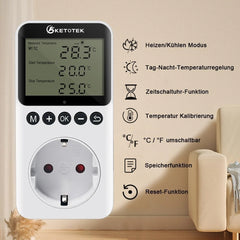 KETOTEK termostat vtičnica s časovnikom