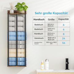 WEGXY stensko stojalo za brisače z lesenima policama