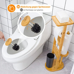 YORBAY bambusovo stojalo za WC papir s ščetko naravno