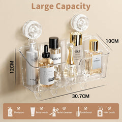 LUXEAR prozorna kopalniška polica s priseskom