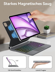 JADEMALL osvetljena tipkovnica za iPad Air 13" (M3 2025 / M2 2024) in iPad Pro 12.9"