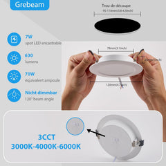 12x GREBEAM 7W vgradna LED stropna svetilka 3000K–6000K