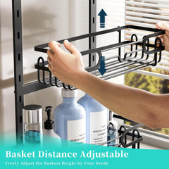 HAPIRM 4-nadstropna nastavljiva polica za prho z milnikom in kavljem, brez vrtanja