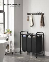 SONGMICS voziček za perilo s 3 odstranljivimi koši – 132 L