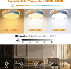 YEXATI lesena LED stropna svetilka z daljincem 32W, 3000–6000K