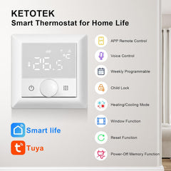 KETOTEK Pametni WiFi Termostat 3A za Plinski Kotel / Vodno Talno Ogrevanje
