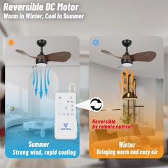 FANSHAIN stropni ventilator z lučko, premer 76 cm, 6 hitrosti, oreh