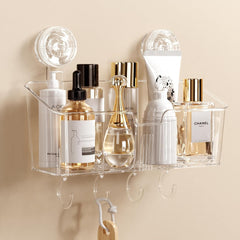 LUXEAR prozorna kopalniška polica s priseskom