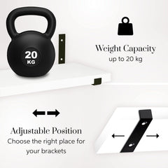 WONOSS komplet 3 lebdečih lesenih polic z nosilci