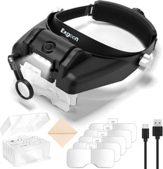 EXGOON naglavna lupa z osvetlitvijo – 1× do 14× povečava