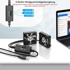 ELUTENG 40mm 2-v-1 USB ventilator s 3 hitrostmi