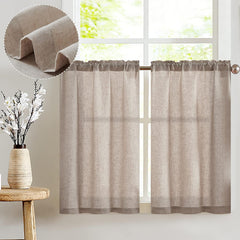 VANGAO Krate zavese v videzu lana 65 × 115 cm - set 2 kosa