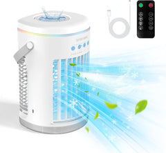 BUBBACARE 4-v-1  prenosna klimatska naprava z daljinskim upravljalnikom in rezervoarjem za vodo