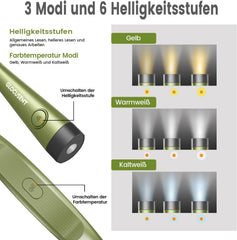GLOCUSENT LED vratna bralna svetilka z 3 barvami in 6 stopnjami