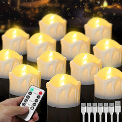 12x DAPHOMEU polnilne LED čajne svečke z daljincem in časovnikom
