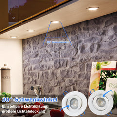 HEROMIND Komplet 6 ultra ploskih vgradnih zatemnljivih LED reflektorjev