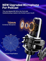SINWE podcast komplet z mešalnikom, mikrofonom in zvočno kartico