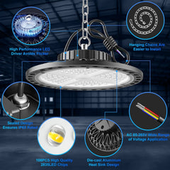 2x YIQIBRO LED UFO industrijska svetilka 100 W 10000 lm