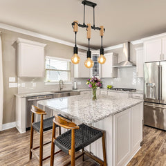 DAXGD nastavljiva viseča svetilka s tremi senčili v črni in leseni izvedbi