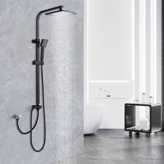 HOMELODY črni tuš sistem s kvadratno dežno prho brez armature