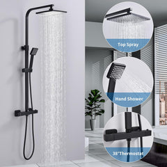 HOMEMELODY Tuš sistem z termostatom, dežno prho in nastavljivo višino