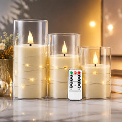 3x KIEXUNG LED sveča z vilinskimi lučkami