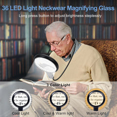 CUTEEFUN lupa za vrat z LED osvetlitvijo in 5x/15x povečavo