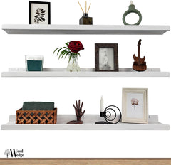 WOOD WEDGE Komplet 3 stenskih polic iz masivnega lesa – 60 cm