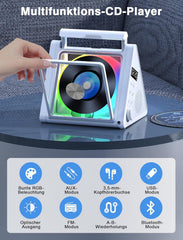 GREADIO prenosni CD predvajalnik z FM radiem in Bluetooth 5.3