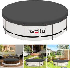WOLTU okrogla solarna zaščitna ponjava za bazen z jekleno vrvjo in aluminijastimi sponkami - premer 420 cm
