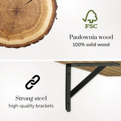 WONOSS viseča kotna polica iz lesa z nosilci - komplet 2 kosov