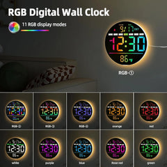 HAITANG 20 cm digitalna stenska ura z RGB-prikazom in daljincem
