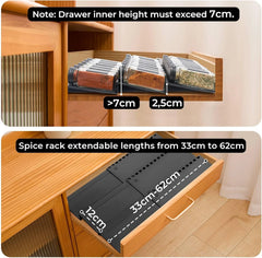HOMHUT razširljiv organizator za začimbe 33–62 cm
