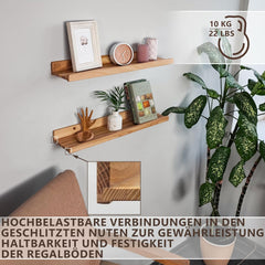 Komplet 2 ročno izdelanih lebdečih polic iz masivnega lesa jesena - 60cm