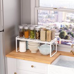 SANNO kovinska nastavljiva in zložljiva polica za omare - set 2 kosa