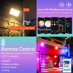 T-SUNUS RGB WiFi LED reflektor 100 W IP66 z aplikacijo