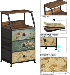 VEDECASA komoda s 3 predali iz blaga in odprto polico