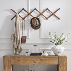 SKOLOO raztegljiv stenski obešalnik za kape in plašče iz masivnega lesa