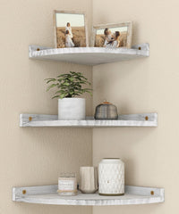 PETRALA set 3 kotnih polic iz masivnega lesa