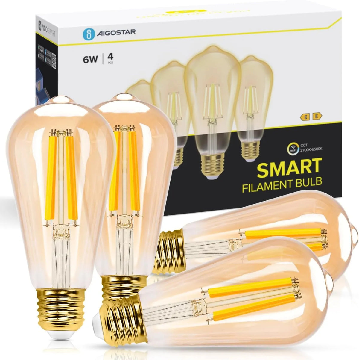 Aigostar Pametna LED Sijalka E27 4 Kosi