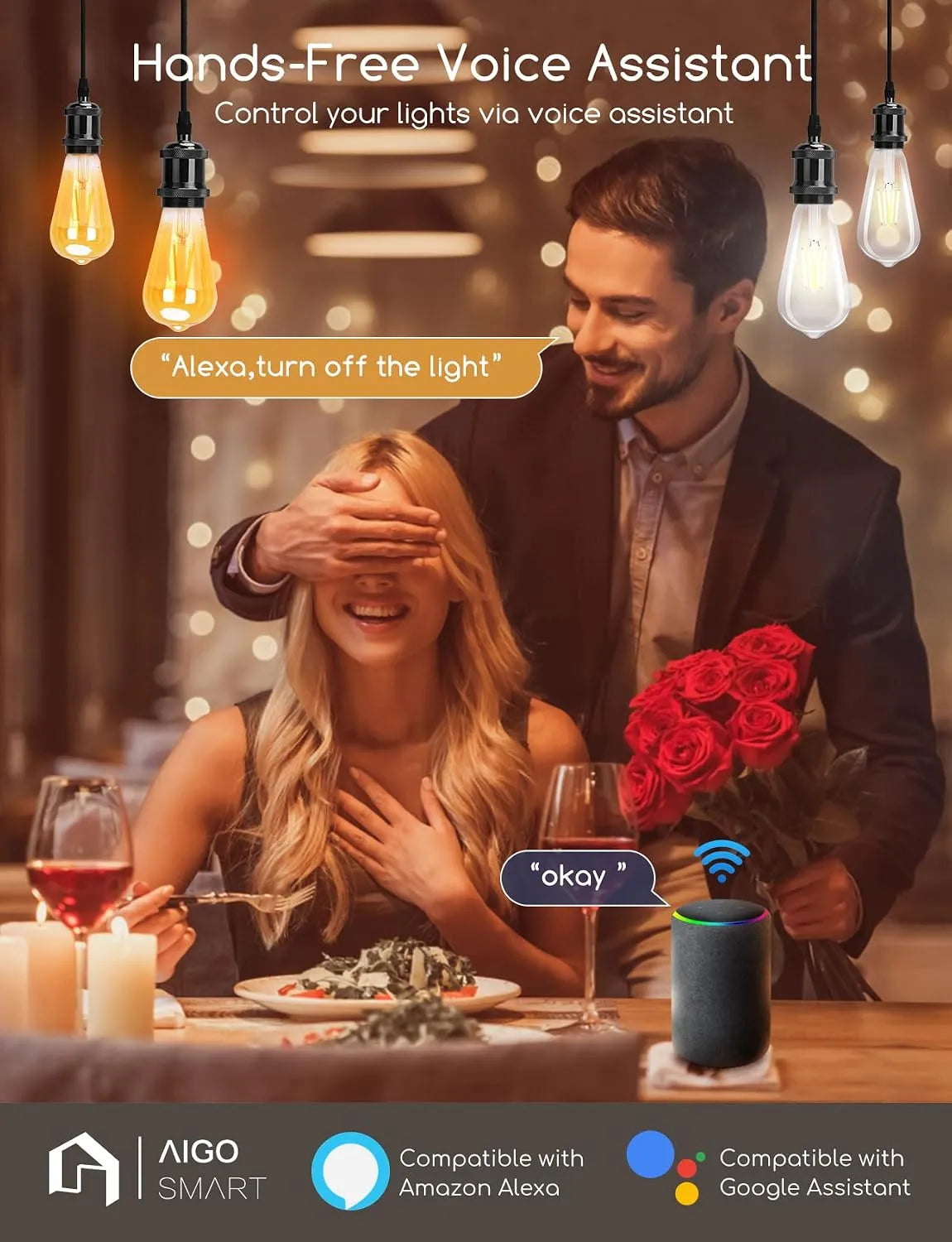 Aigostar Pametna LED Sijalka E27 4 Kosi