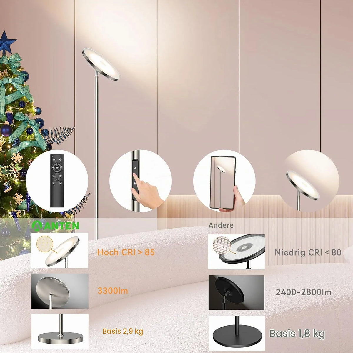 Anten LED Stoječa Svetilka 25 x 25 x 175 cm