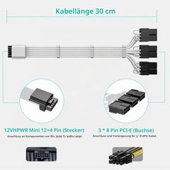 AsiaHorse Podaljšek Napajalnega Kabla PCIE 5.0 30 cm