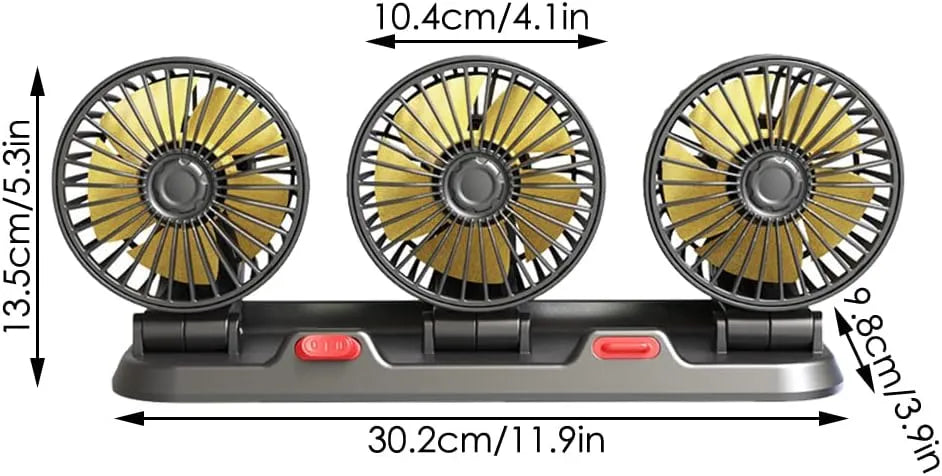 Avto Ventilator 12 V s Tremi Glavami 30,2 x 9,8 x 13,5 cm