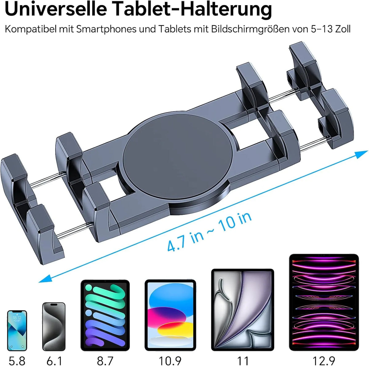 Avtomobilsko Držalo za Tablico in Telefon 4.7-12.9 Inch