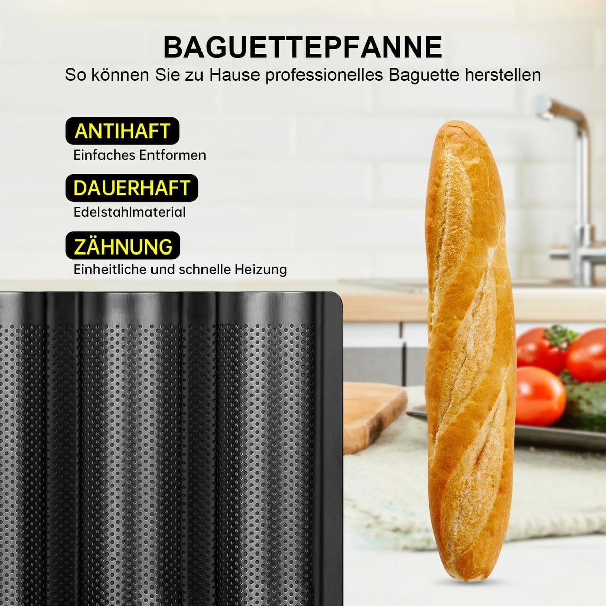 Baguette Backform za 3 Baguette, 38 x 25 cm