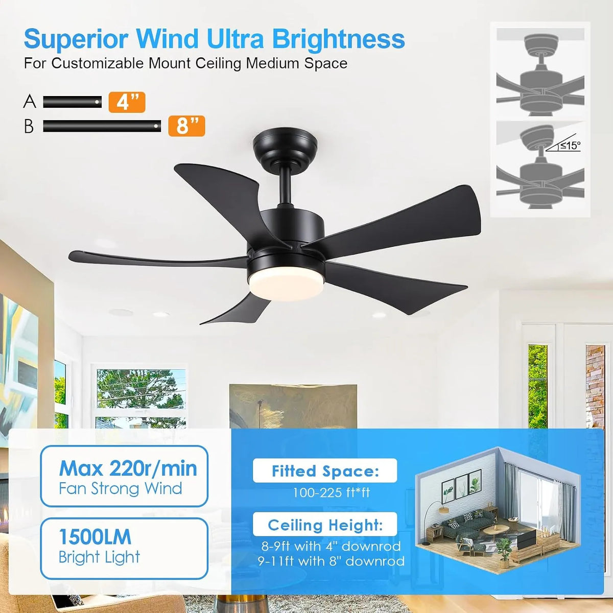 BayDay Stropni Ventilator z Lučjo 106.7 cm