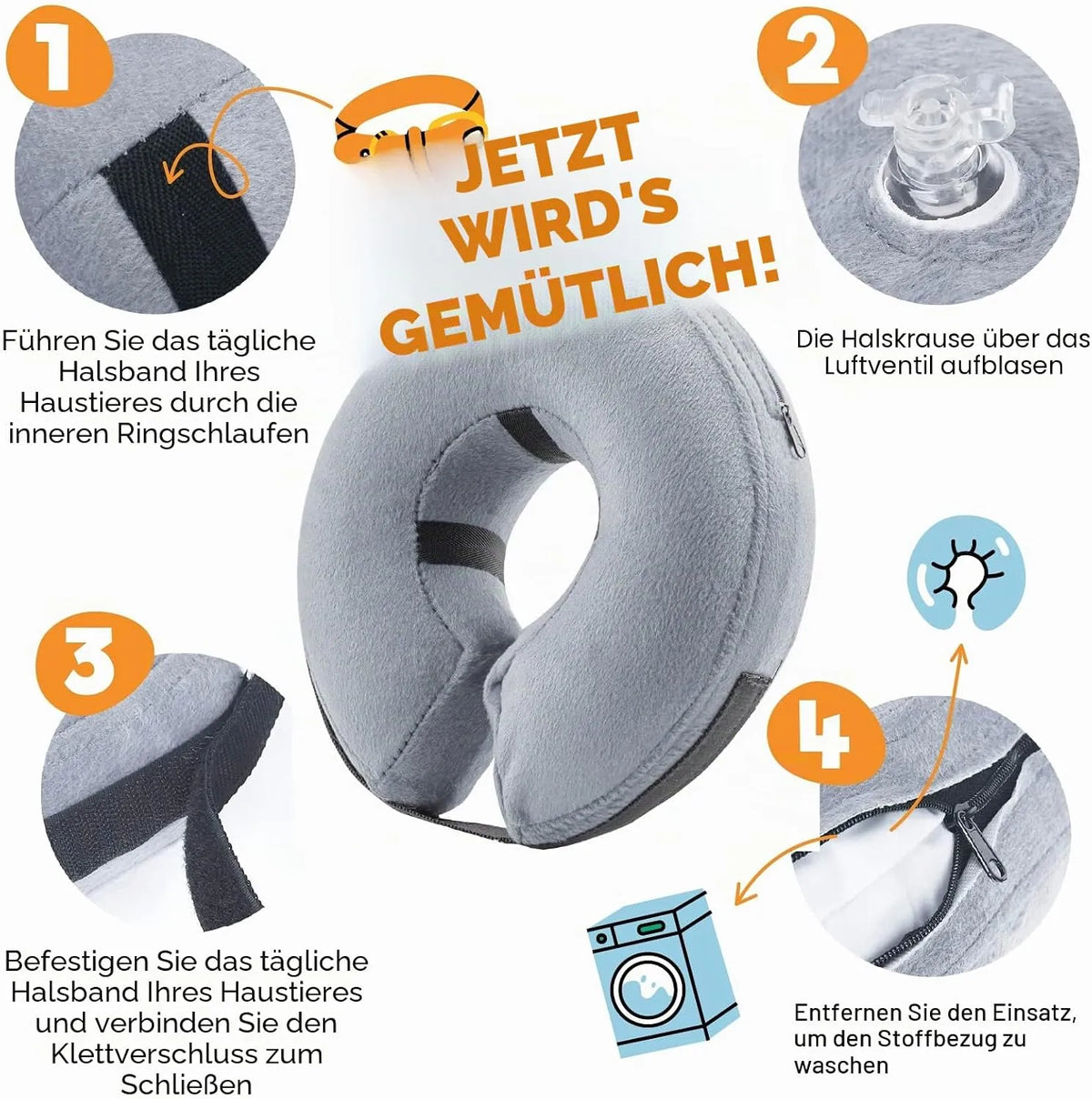 BENCMATE Napihljiva Zaščitna Ovratnica za Pse in Mačke 45,7-63,5 cm